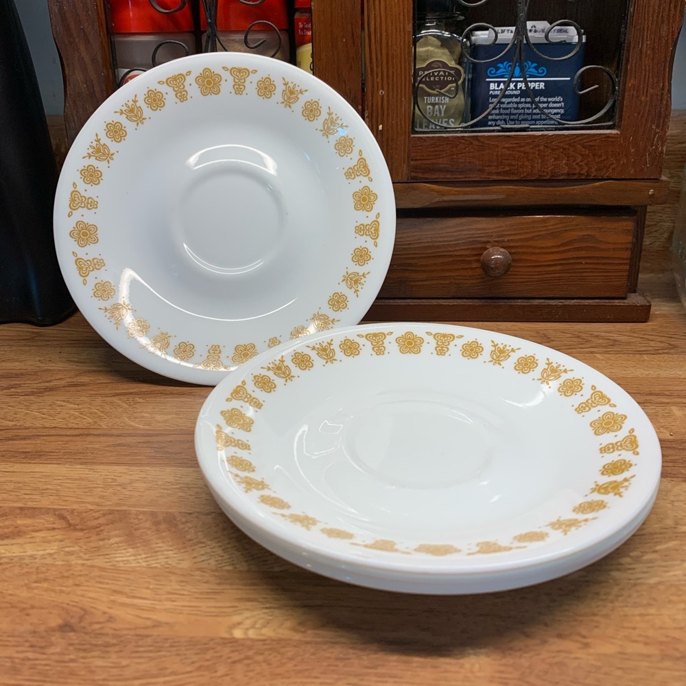 Vintage Golden Butterfly Corelle tea saucers
